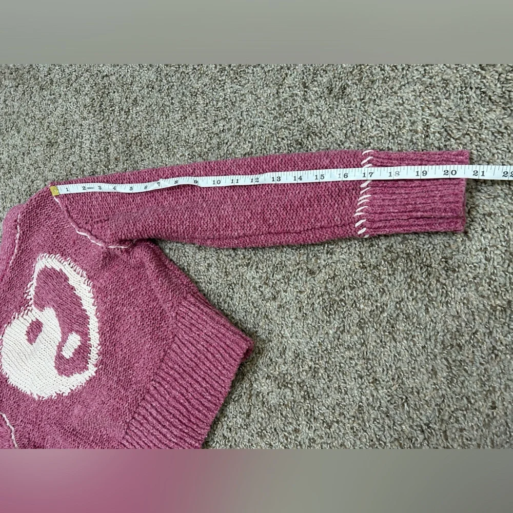 Anthropologie Pilcro Yin Yang Icon Heart Cardigan Pink Size XS Spring Preppy - Picture 14 of 15